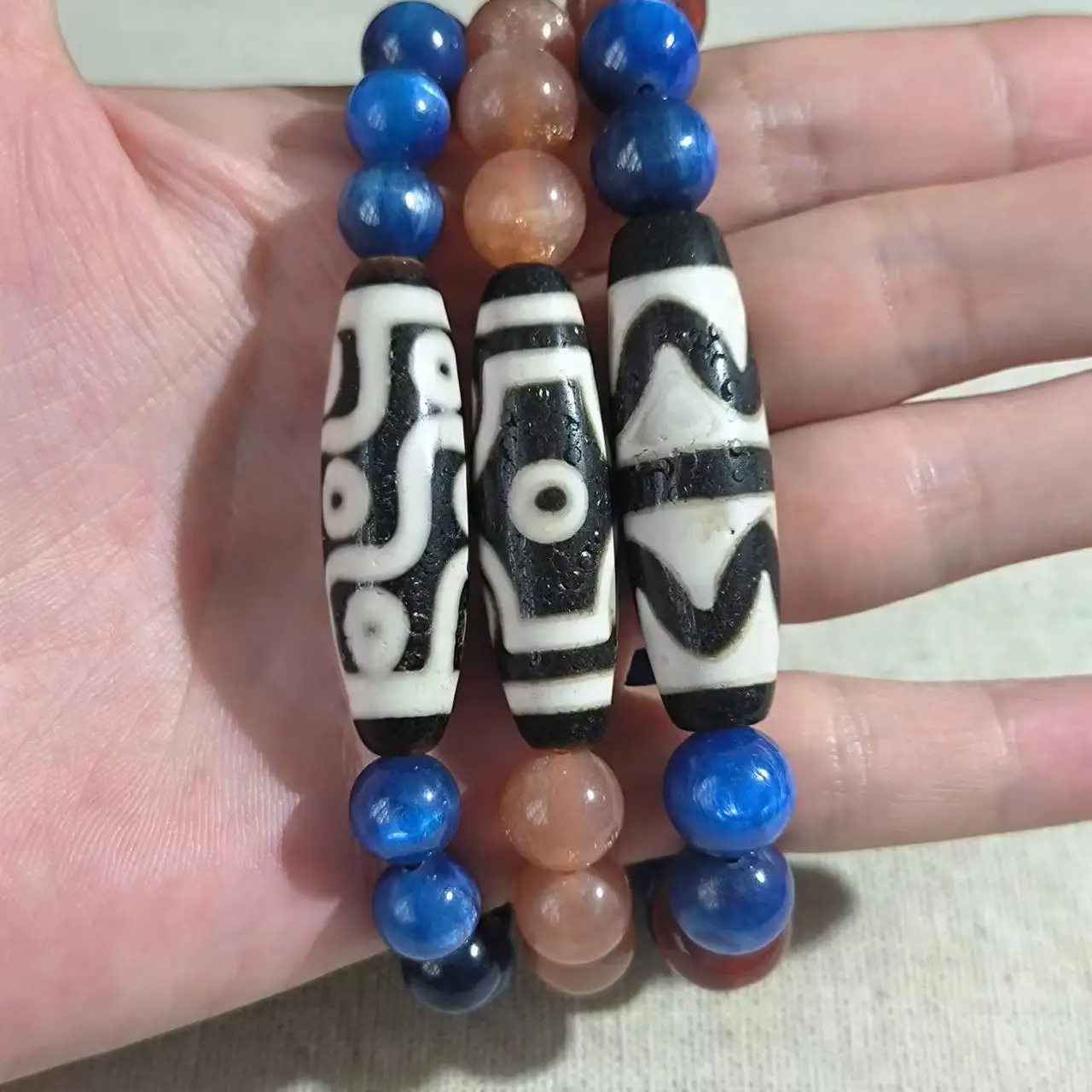 Pulsera de cuentas de un solo círculo, con diseño de diente de tigre de seis ojos y nueve ojos, Ágata dzi, joyería fina, 1 lote