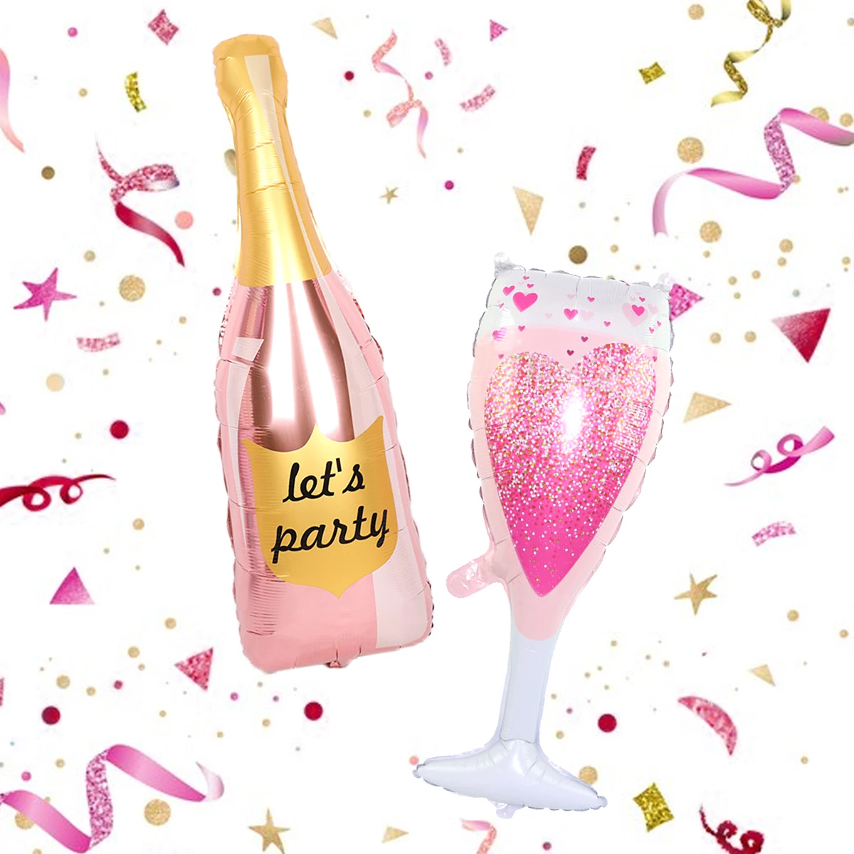 2 Stück Roségold Party Weinflaschenballons, Weinflasche Champagnerglasballons, Geburtstag, Hochzeit, Jahrestag, Hochzeit, Bar