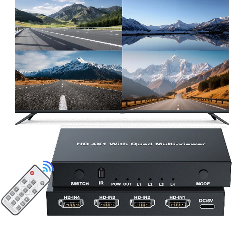 4K HDMI Multiviewer HDMI Quad Multi-Viewer HDMI Seamless Switch 4  in 1HDMI Fast Switcher Multi-Viewer for PS5 Xbox HDTV