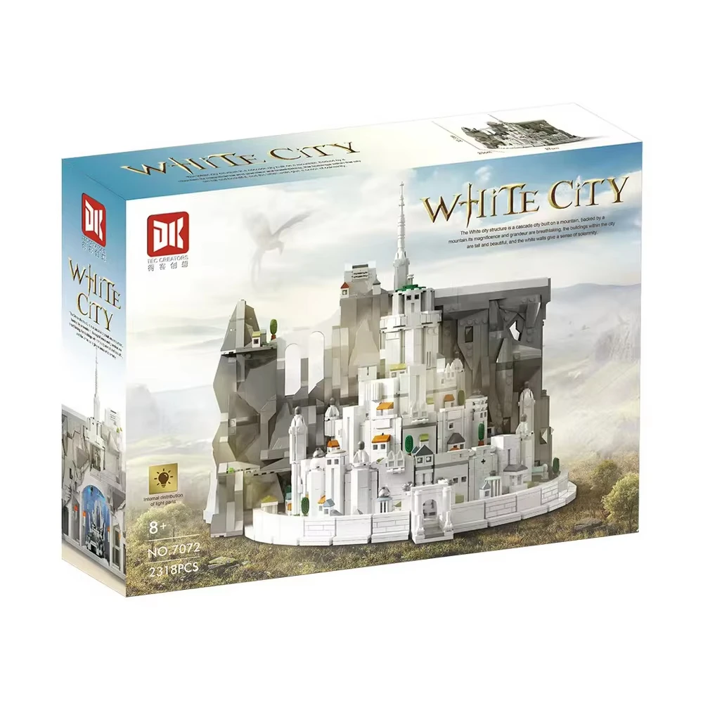 

2318PCS Creative White City Street View Assembly Model With Lighting Building Block CLassic Movie Scene Architecture Puzzle Toy