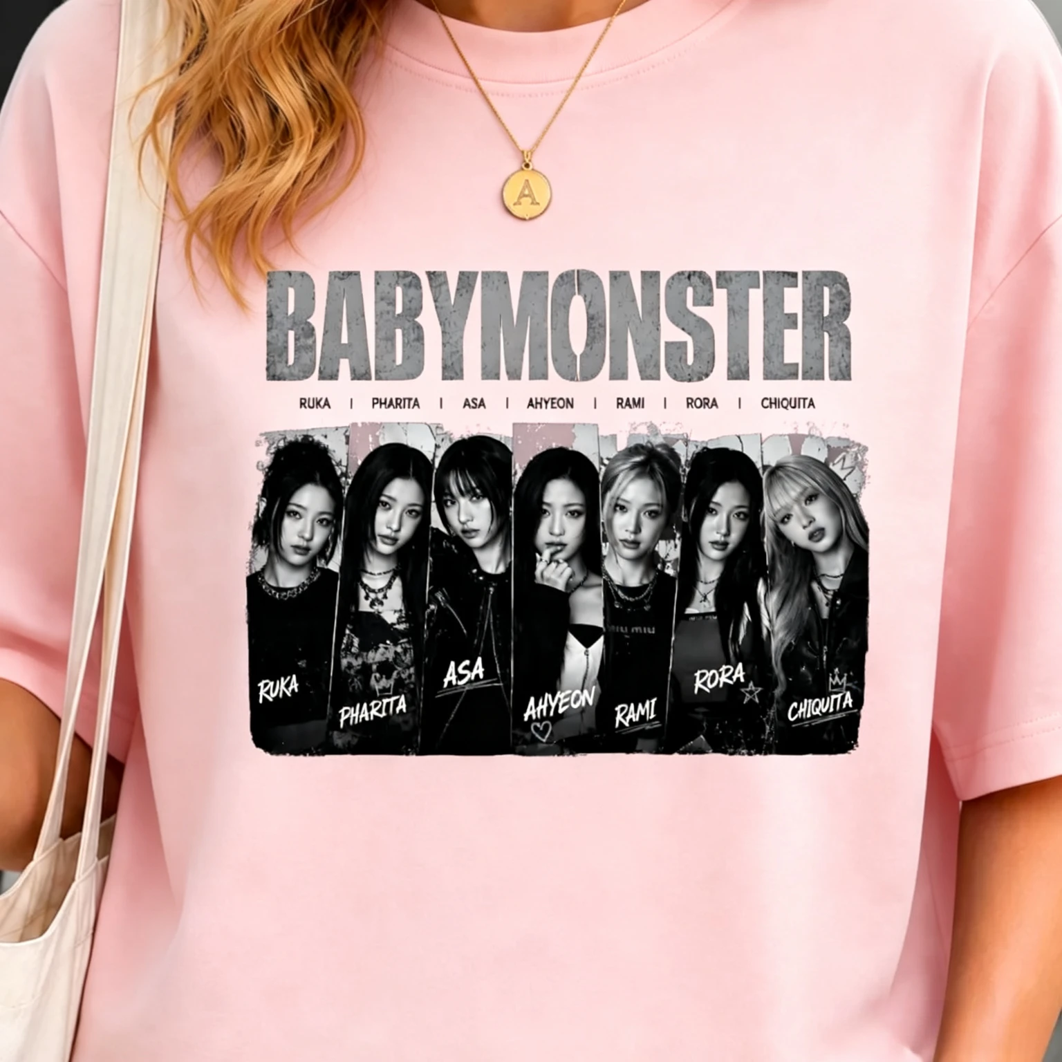 BABYMONSTER Gruppenfoto-Grafik-T-Shirt, Kpop-Fans, kurzärmeliges T-Shirt mit Aufdruck der Mitglieder, Damen-, Herren- und Kinder-T-Shirt – Detail 5