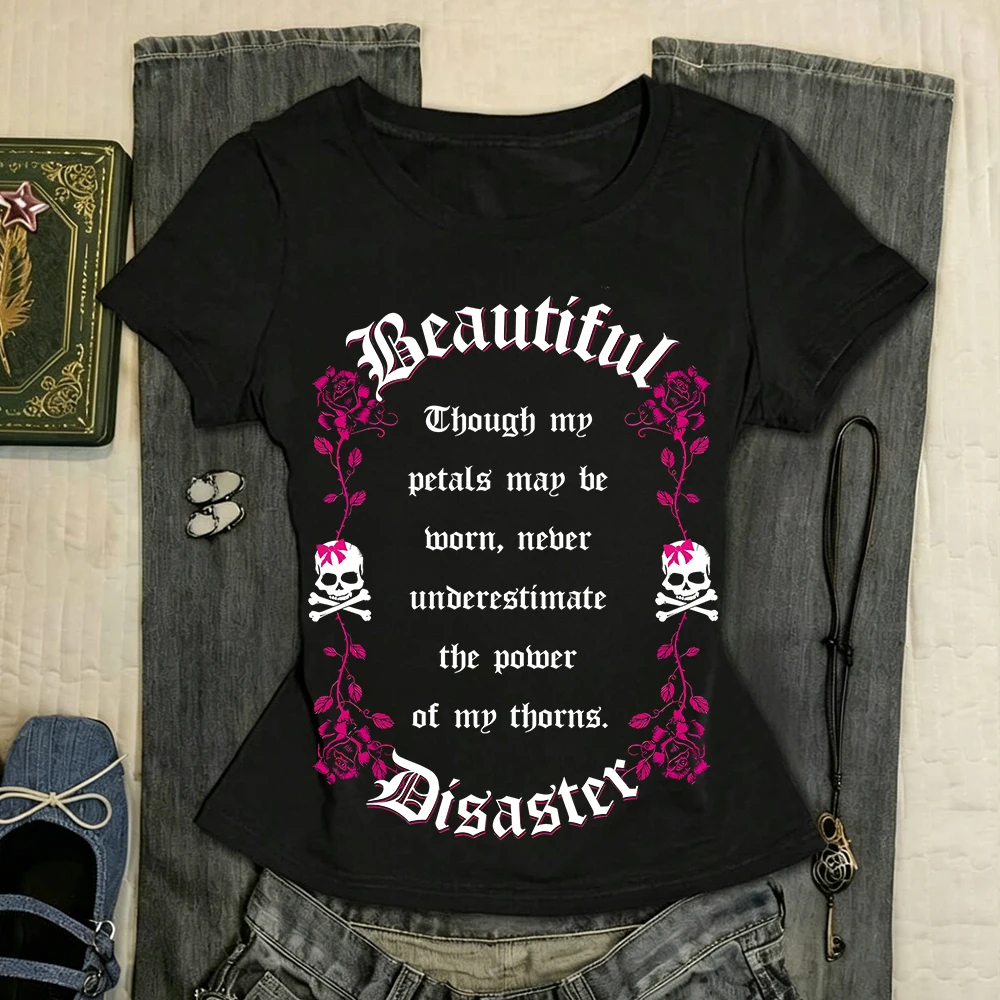 Baby Tees Y2k Clothes Women Gothic Long Sleeve Shoujo Girl Style Goth Female Clothing Trashy Y2k 2000s Tops Kpop Crop Top Women