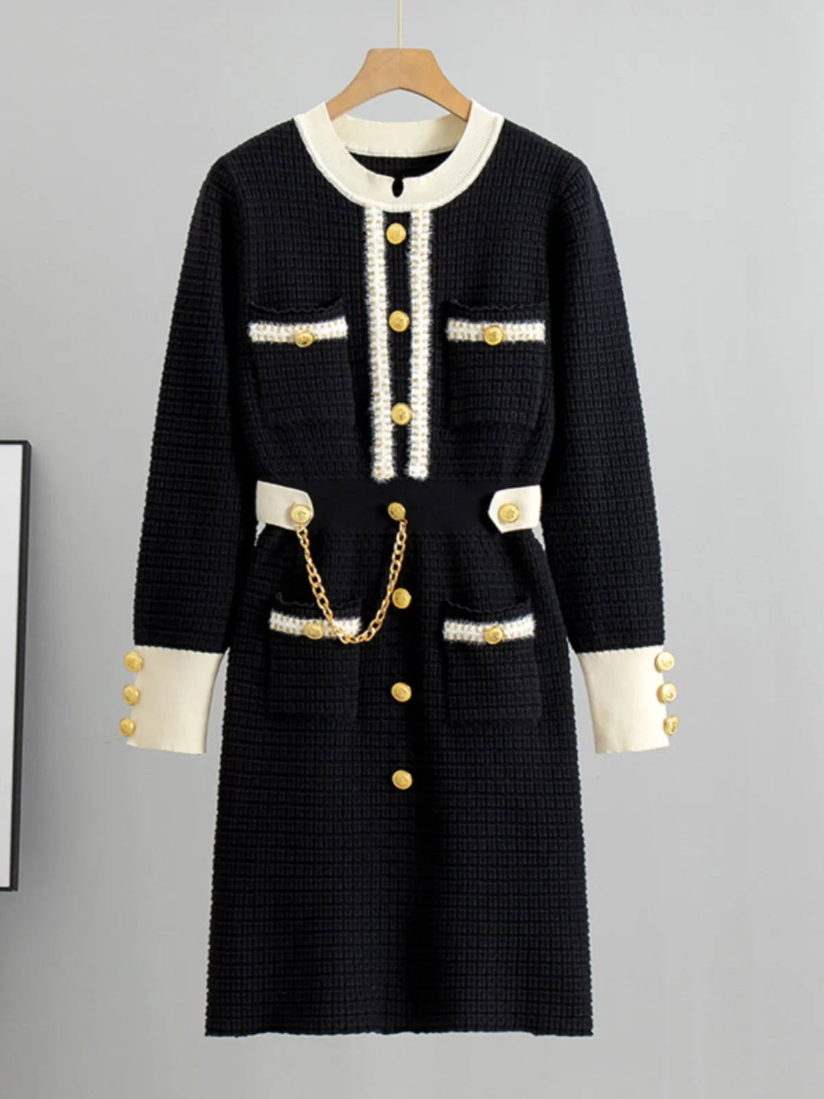 Ele Long Sve Knitted Dr Feminino Outono Inverno Sexy Lady Sle Faionable Casual redondo Ne Bodycon Dr Poliéster...