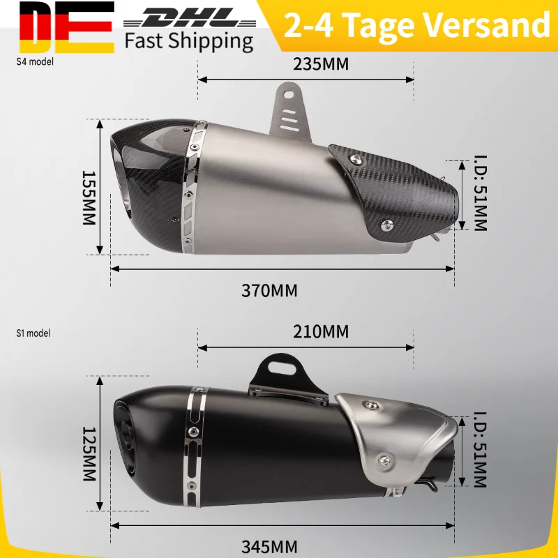 Image of Universeller Fahrrad-Auspuff-Schalldämpfer 51mm Slip-On Carbonfaser-Endrohr für ZX6R ZX10 Z900 Z400 1000 R3 MT07 FZ1 R6 R15 CBR1000 GSXR1000 Performance Tiefer Klang