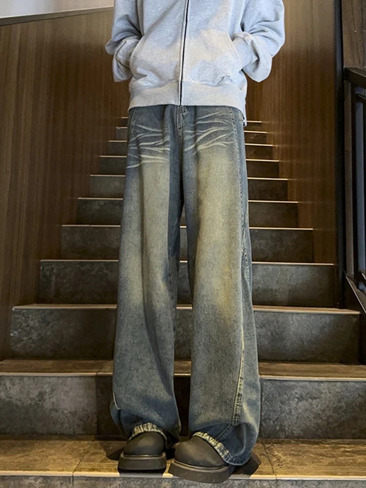 

Мужские джинсы Cleanfit adient Retro Blue, осенне-зимние, американские, в стиле High Street, прямые, слегка расклешенные, длинные брюки