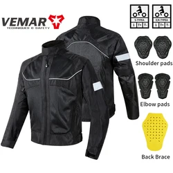 Vemar Men's Motorcycle Jacket Summer Breathable Mesh Moto Jacket Protective Gear Motorcycle Coat Motorbike Clothing Jacket Black