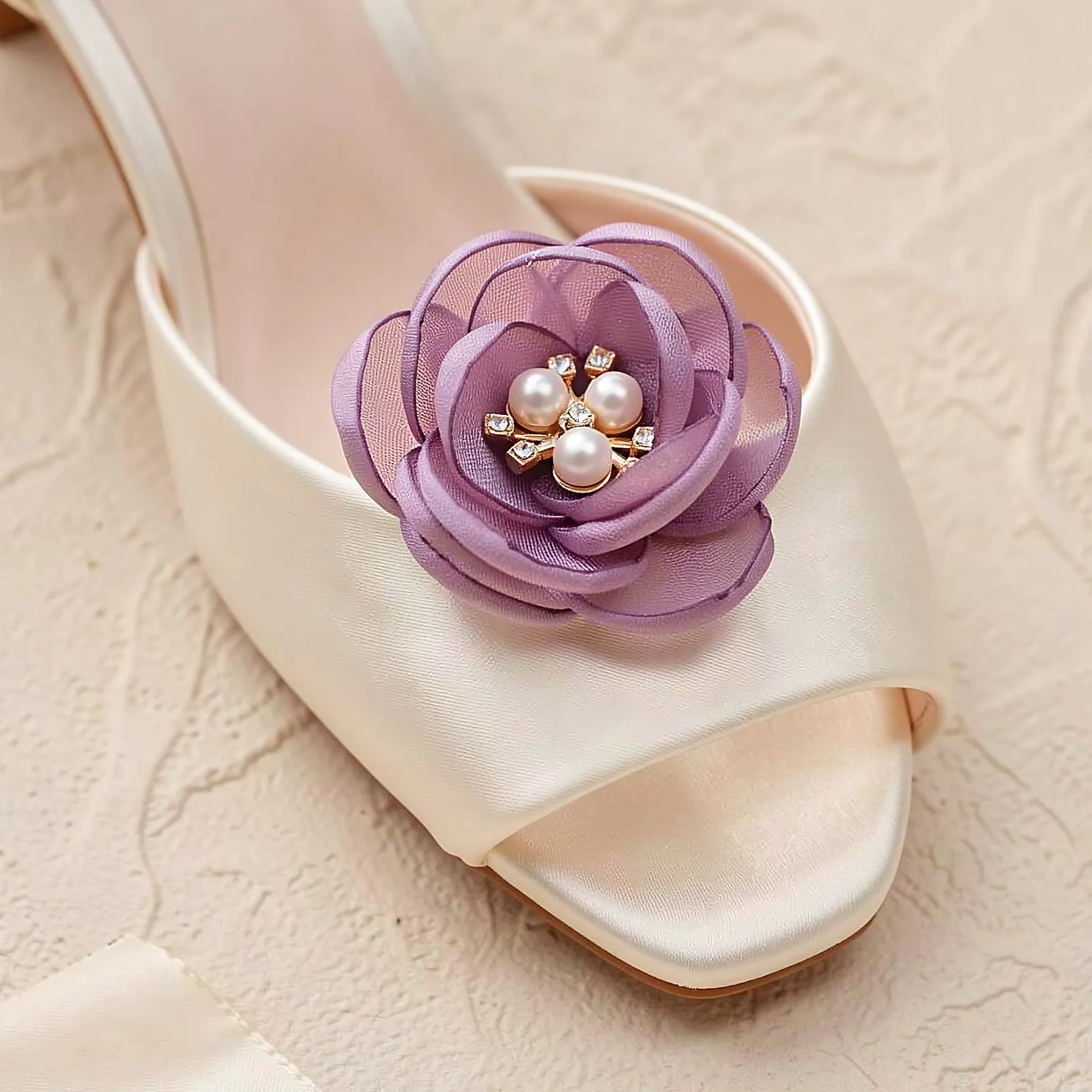 2Pcs Faux Flower Shoe Hat Clips Dark Violet Reusable Floral Brooch Clip Lightweight Decoration for Hats Shoes Clothes