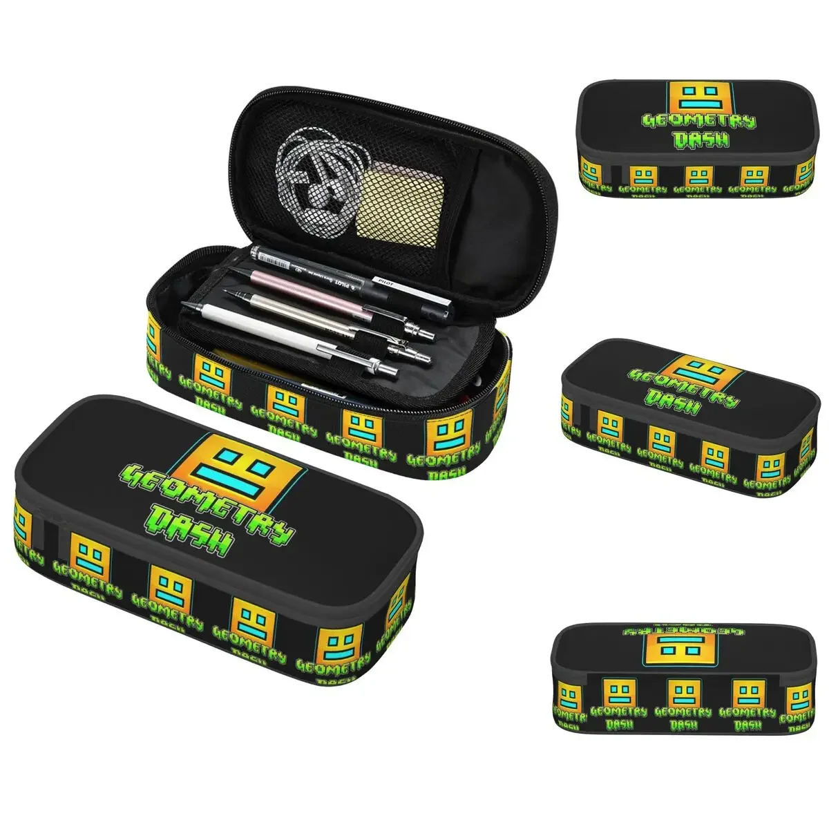 Video Game Geometry Dash Pencil Case for Studen School Pen Box Pencil Bag Stationery Supplies Pen Holder Bag