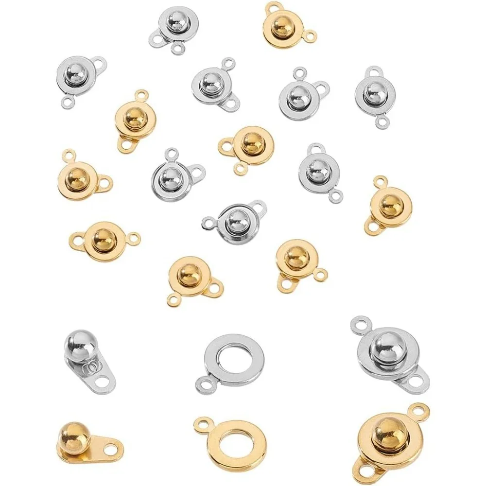 

16 Sets 2 Colors Snap Clasps Stainless Steel Snap Button Clasps Socket Snap Fasteners for Women DIY Bracelets Necklaces Jewelry