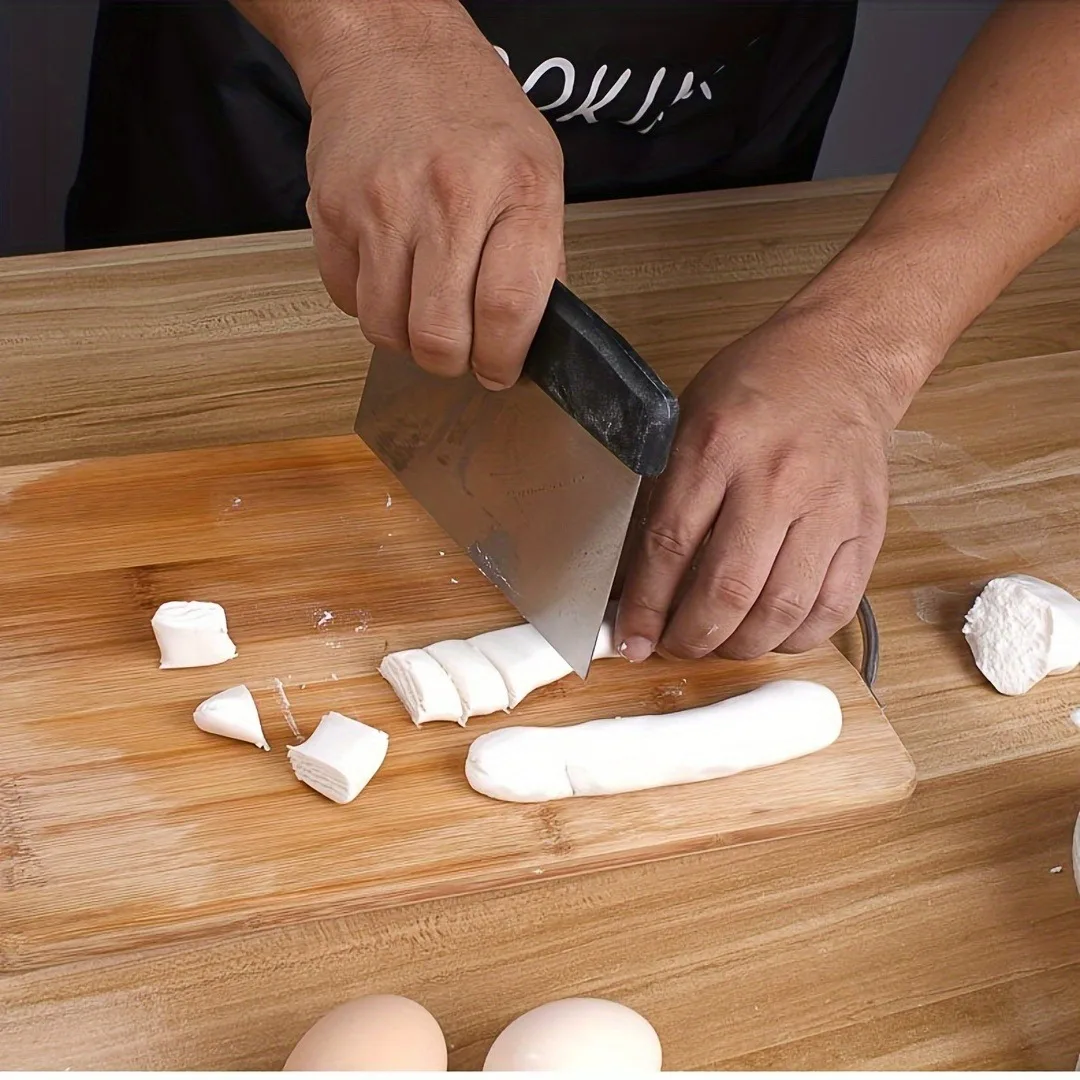 سكين تقطيع متدرج من الفولاذ المقاوم للصدأ، مكشطة عجينة البيتزا لقطع العجين والدقيق أداة خبز المطبخ