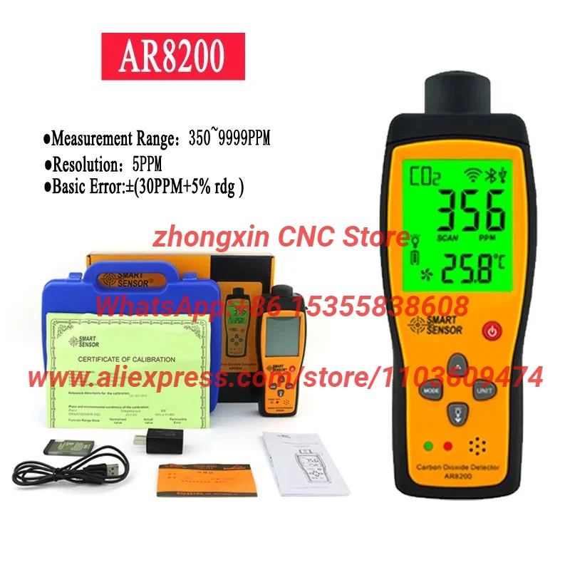 Smart Sensor AR8200 Digital Carbon Dioxide Meter CO2 Gas Detector Tester With Alarm Function 350~9999PPM