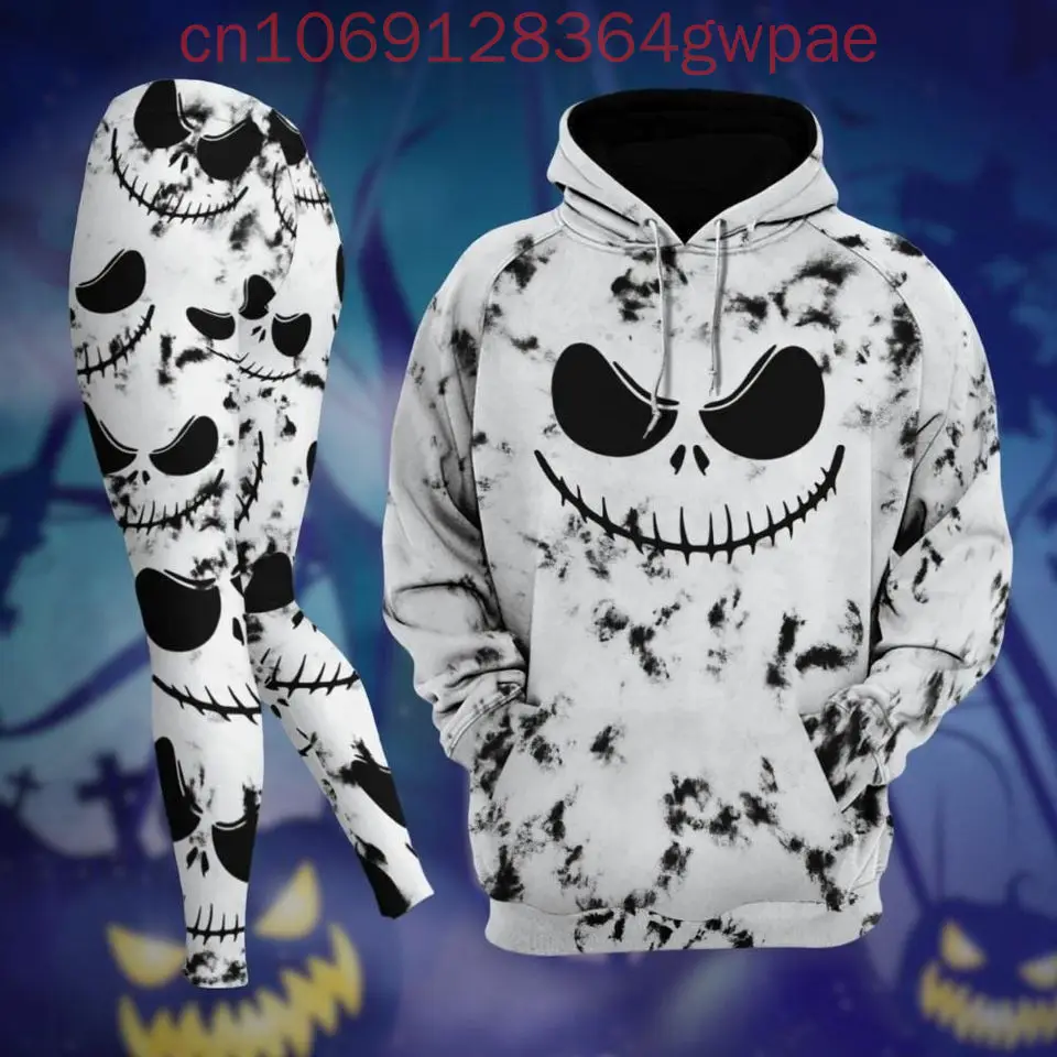 Disney Oogie Boogie Halloween Hoodie and Leggings Women's Set The Nightmare Before Christmas Hoodie Yoga Pants Set Tracksuit Set