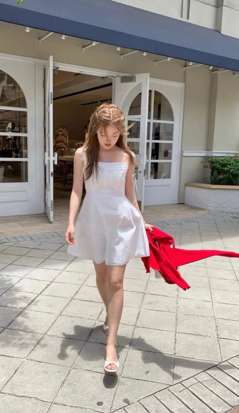 the Barnnet Summer New Lace Trim Svel Belted Dr ort Skirt Vaion Sle High Waist A-Line Silhouette Invisible Zi...