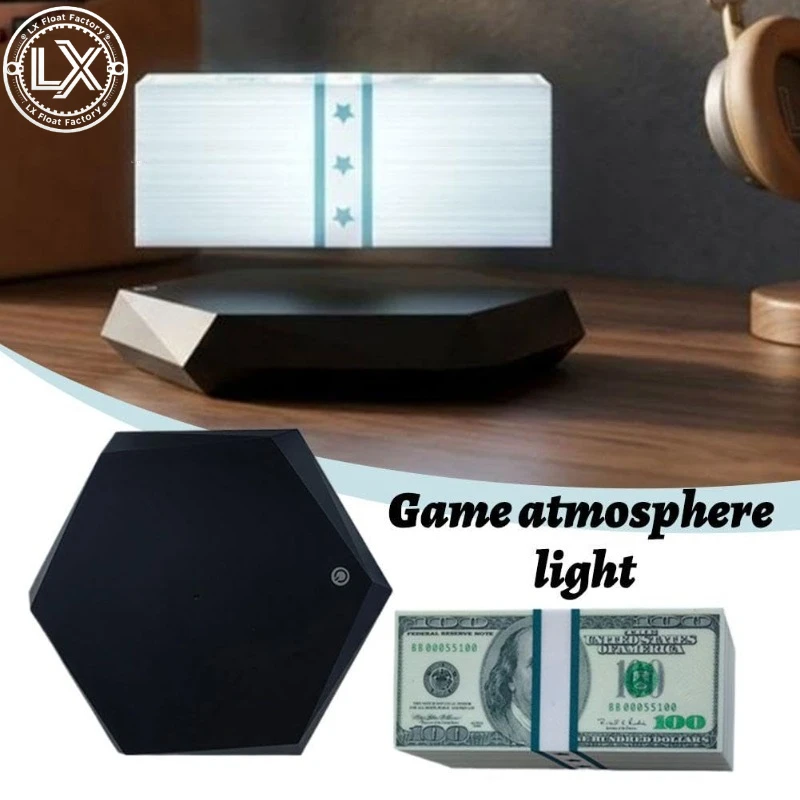 Lâmpada Flutuante de Dinheiro para Fãs 360 °   Lâmpada Flutuante Rotativa em Forma de Dólar para Decoração de Escritório ou Sala de Jogos, Presente Único para Gamers