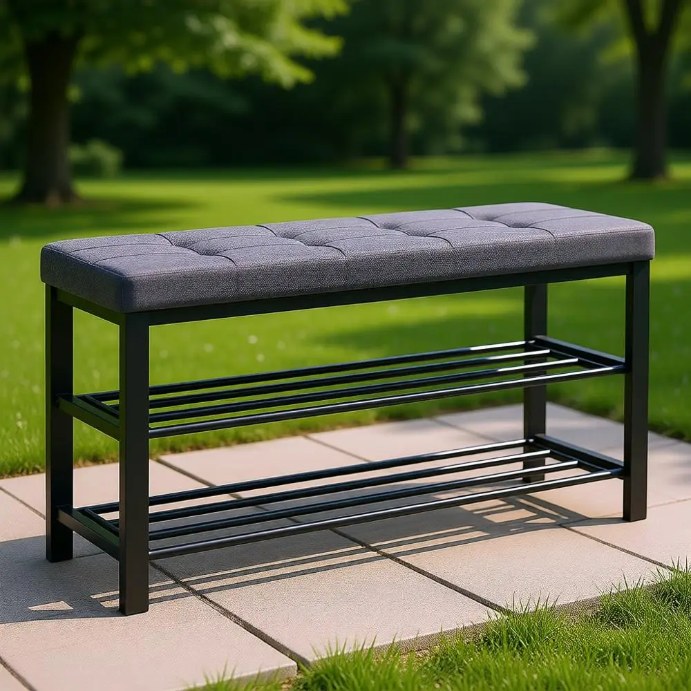 

Space-Saving Entryway Bench with Cushion, Ideal for Living Room, Bedroom, and Hallway