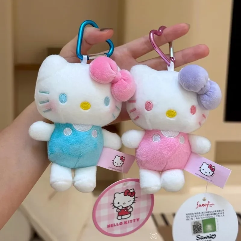 かわいいハローキティぬいぐるみキーホルダー、キュートな車のキーホルダー、スクールバッグペンダント、ぬいぐるみキーリング、プラッシュストラップドール、誕生日プレゼント
