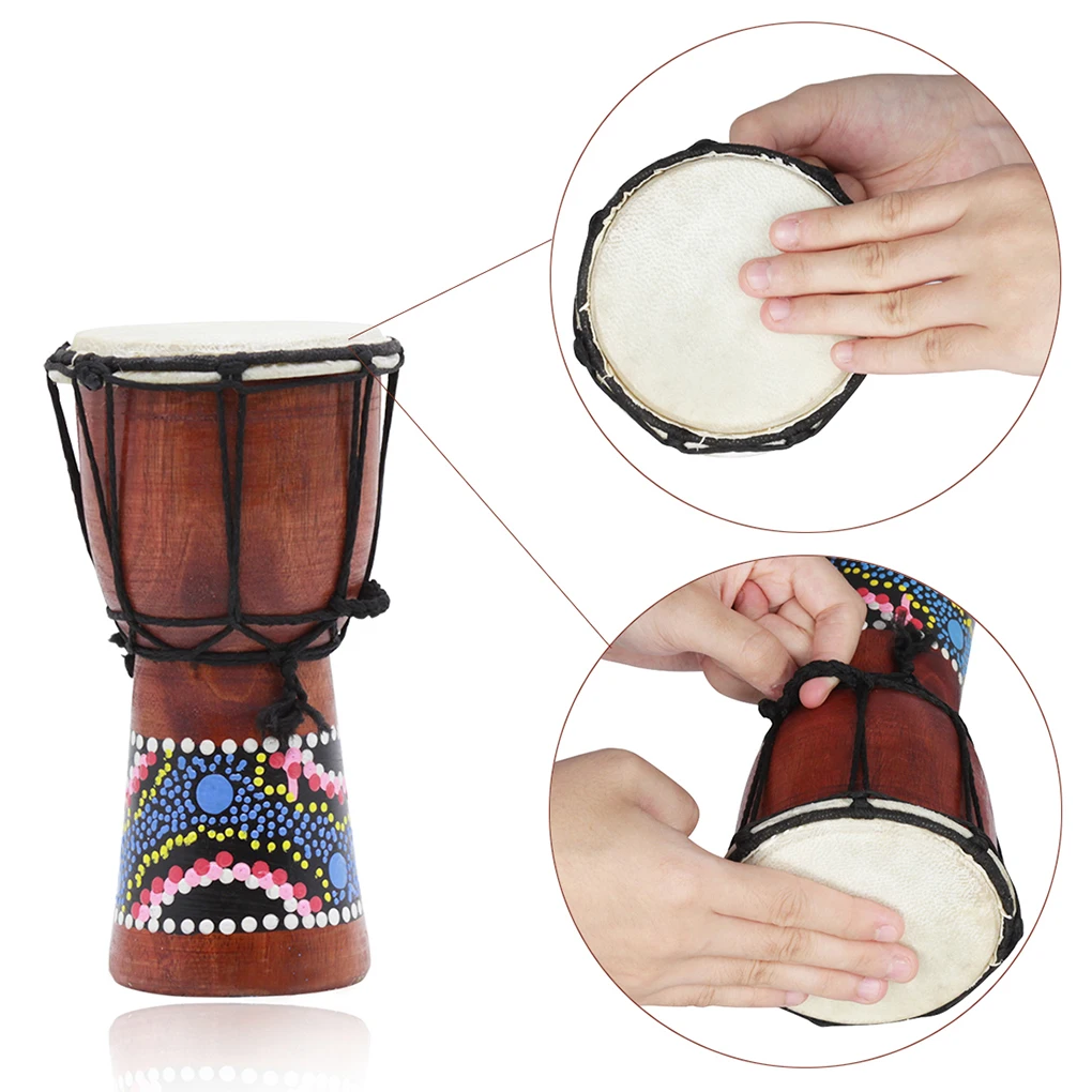 African Drum Professional 4 Inches Musical Instrument Adults Bango Hand-made Hand Drums for Party Bar House Church