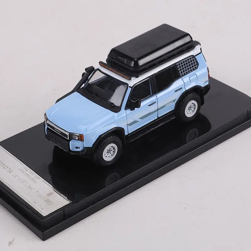 1/64 GCD Diecast Modified Offroad 250 SUV Model, Light Blue With Roof Box & Display Stand - view 2