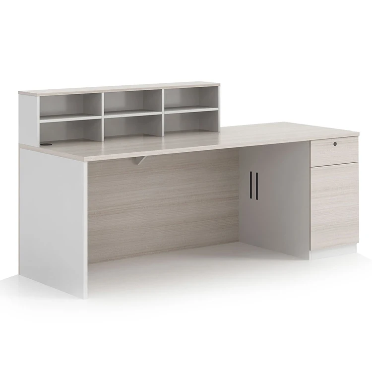 

Factory Price Salon Small Front Counter Grey Luxury Office Building Salon Reception Desk for Sale