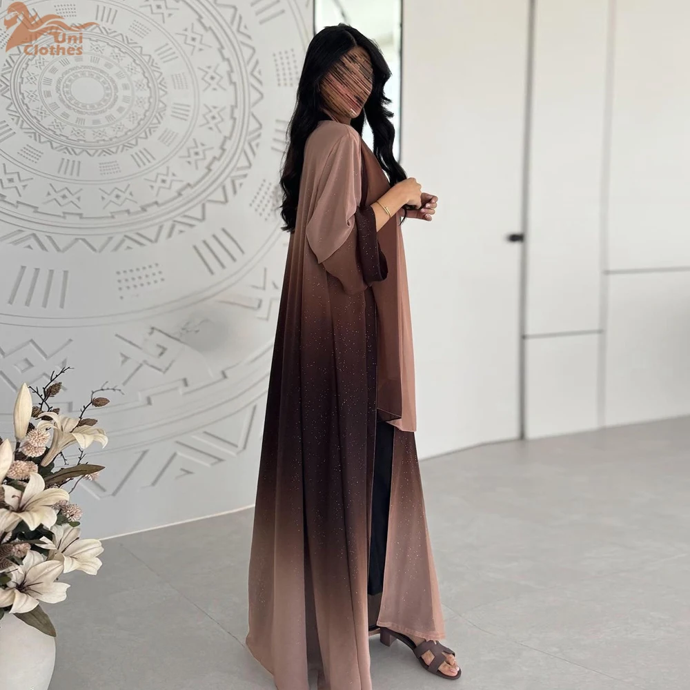 Ramadan Eid Shiny Open Robe Kimono Femmes Musulmane Abaya Dubai Muslim Modest Dress Islam Clothing Abayas For Women Kaftan