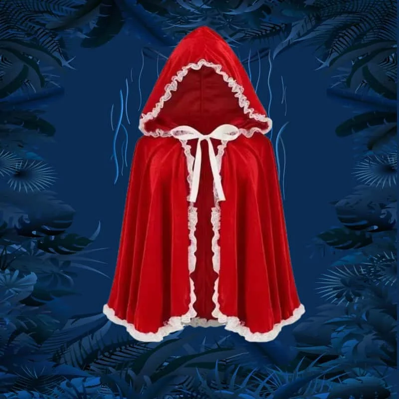 

Товары в стиле аниме, костюмы для выступлений, наряды для косплея, Красная Шапочка, накидка с капюшоном, красная накидка с кружевной отделкой