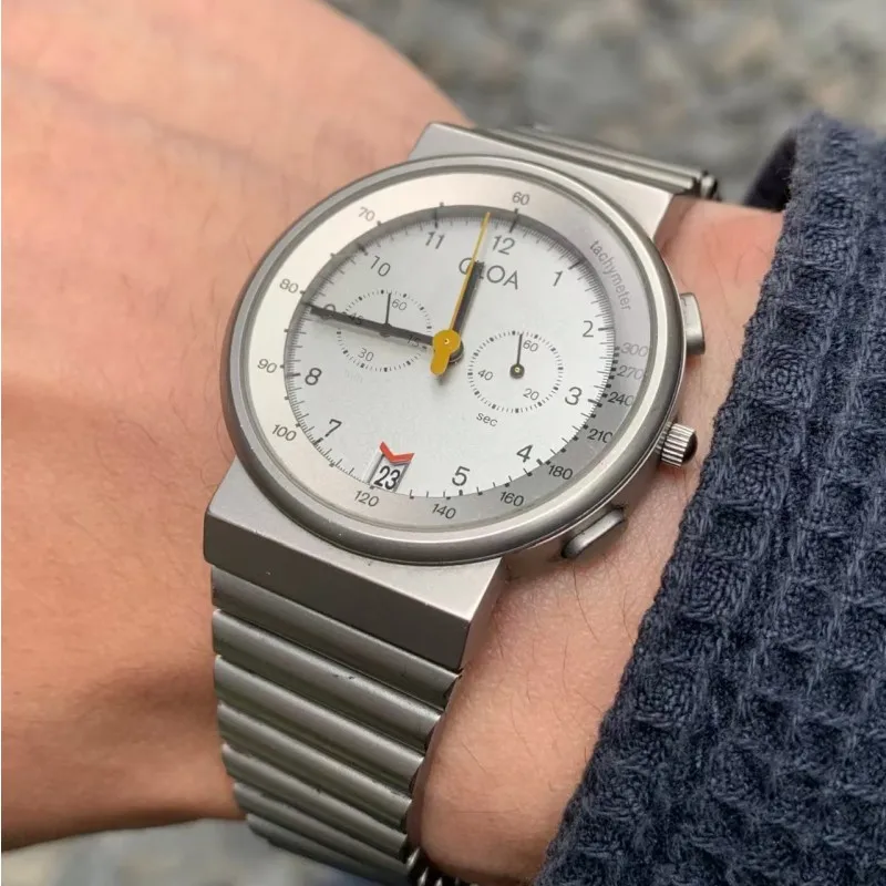 CILOA-Minimalist Vintage Chronograph Watch Stainless Steel Strap White Dial Unisex Quartz Wrist Watch-525