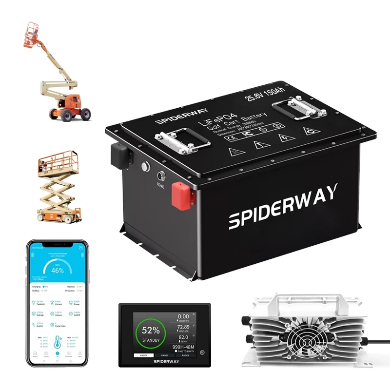 

Genie Skyjack JLG Литиевая батарея с ножничным подъемником, 24 В, 150 Ач LiFePO4, 3,84 кВтч, замена свинцово-кислотной стрелы, 200 А BMS