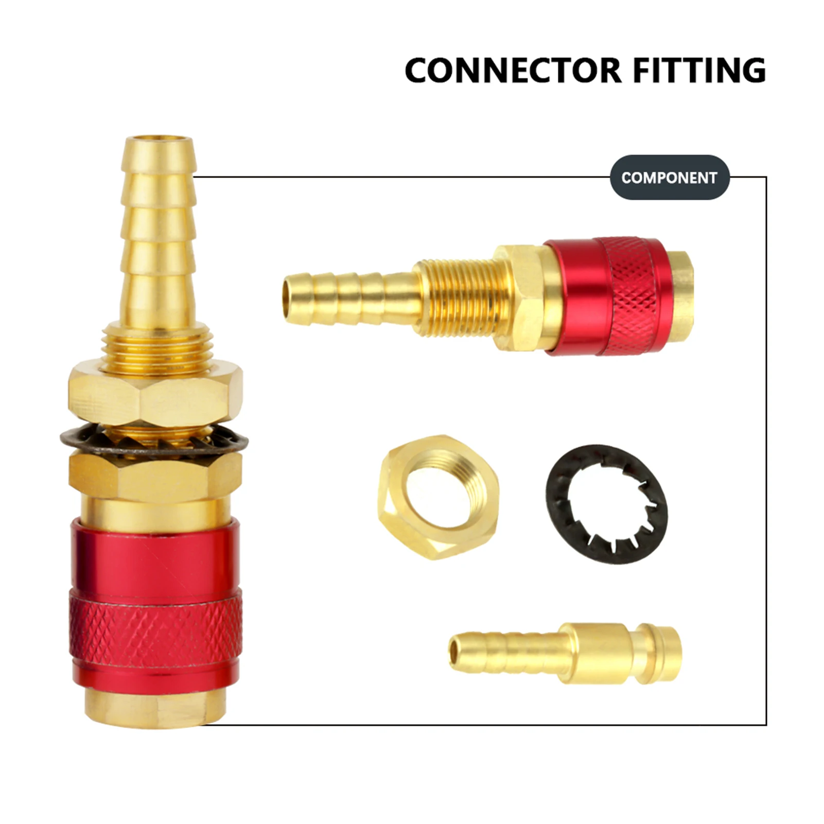 2Pcs 8mm Water Cooled & Gas Adapter Quick Connector Fitting For TIG Welding Torch Connector Fitting Quick Connector Set