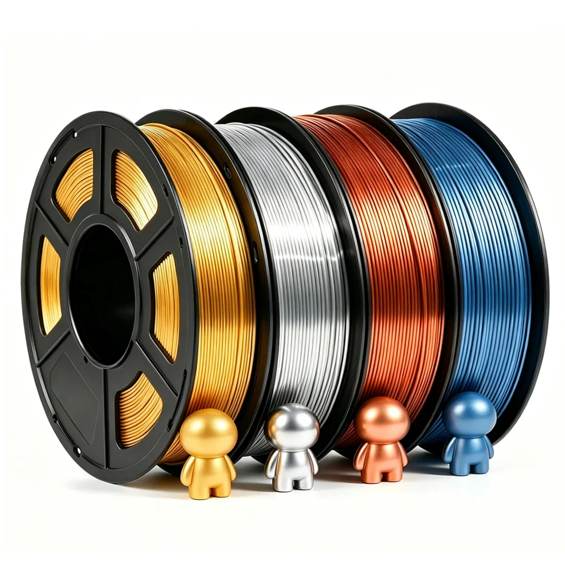 1.75mm Silk PLA 3D Printer Filament, Copper/Gold/Silver/Silver Blue, 250g / 250g×4 Spool