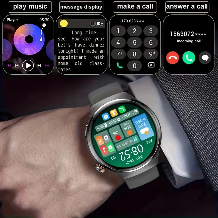 새로운 스마트 워치 남자 풀 서클 터치 스크린 블루투스 통화 남자 Smartwatch 스포츠 활동 피트니스 방수 시계 + 박스