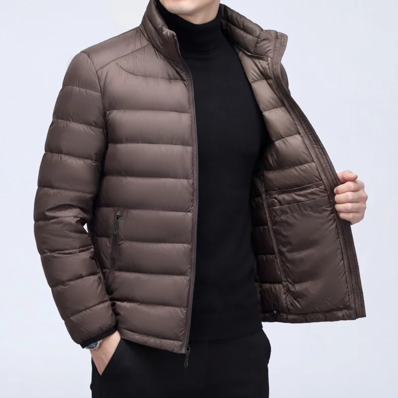 High-Quality Fashionable Lightweight Men's down Jacket Quilted Duck down Stand Collar Warm Winter Outerwear