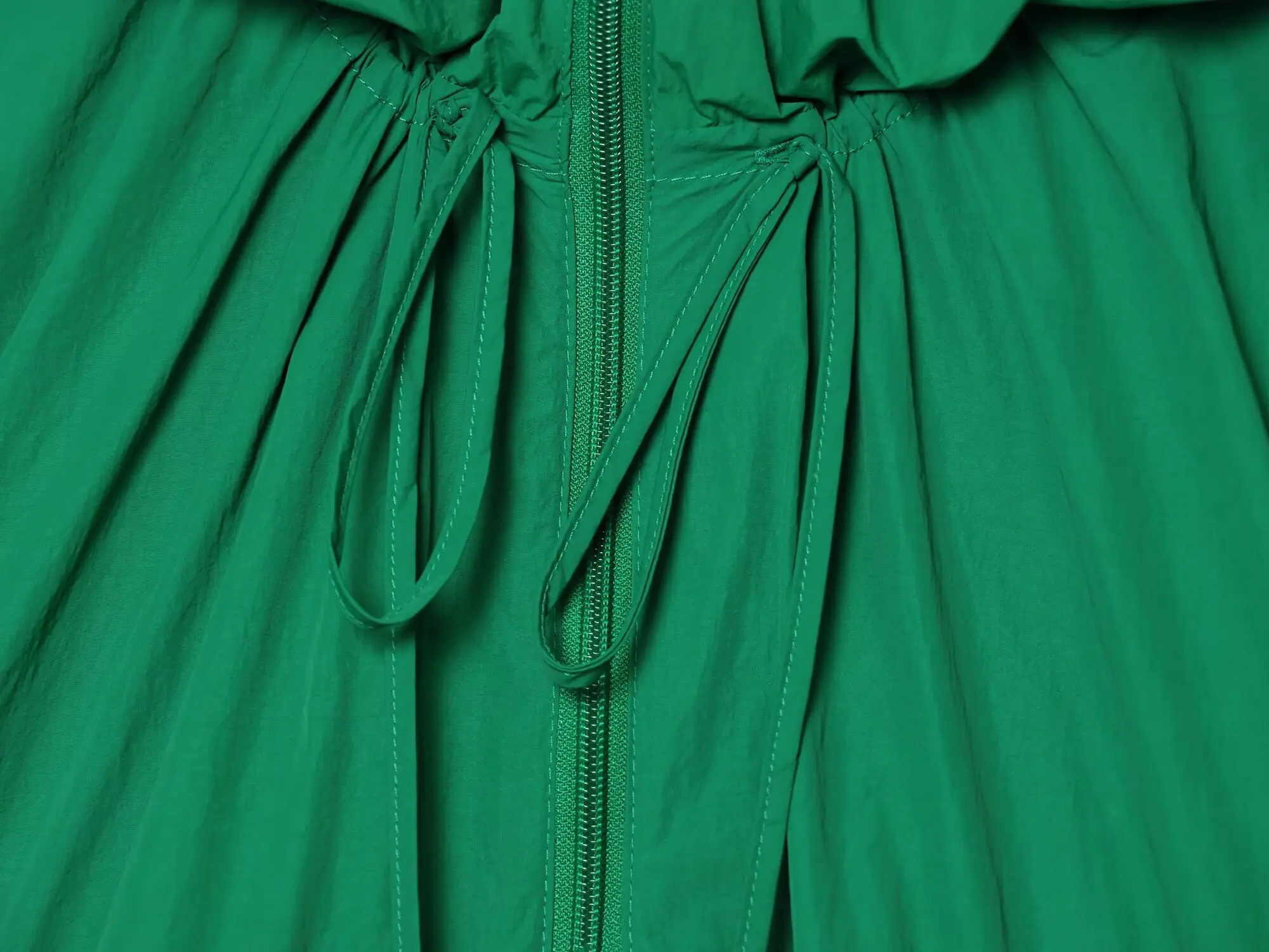 Damen Herbst-Winter Mode Schnür-Mäntel in Grün, Elegante Langarm-Stehkragen-Jacken mit Reißverschluss, Freizeit- und Bürojacken – Detail 7