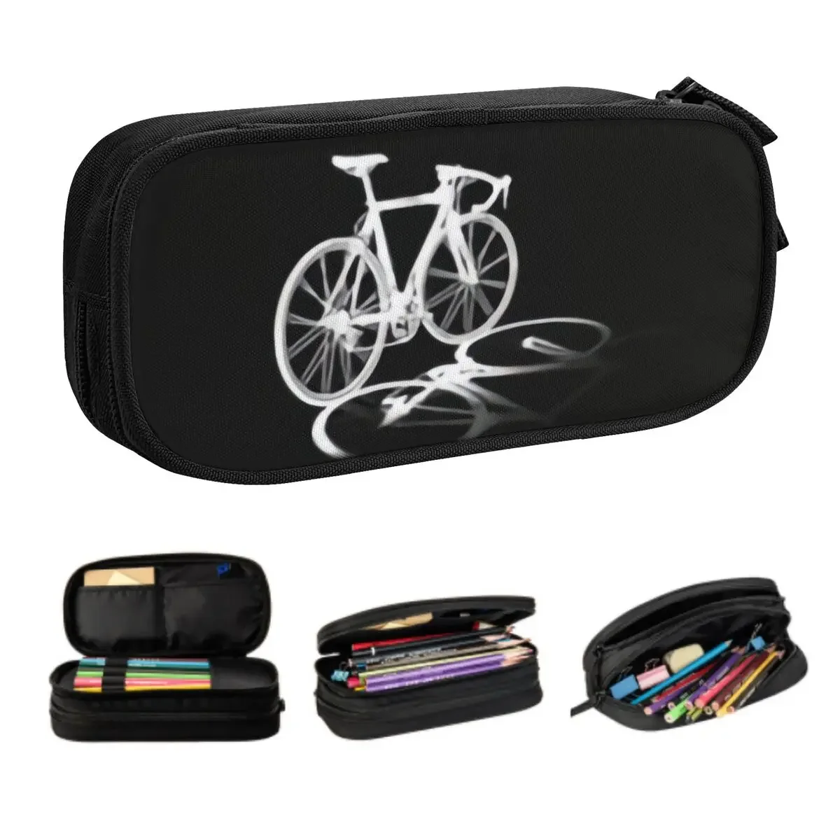 

Custom Cute Bike Cyclist Bicycle Riders Pencil Cases for Girl Boy Large Storage Pencil Box Stationery