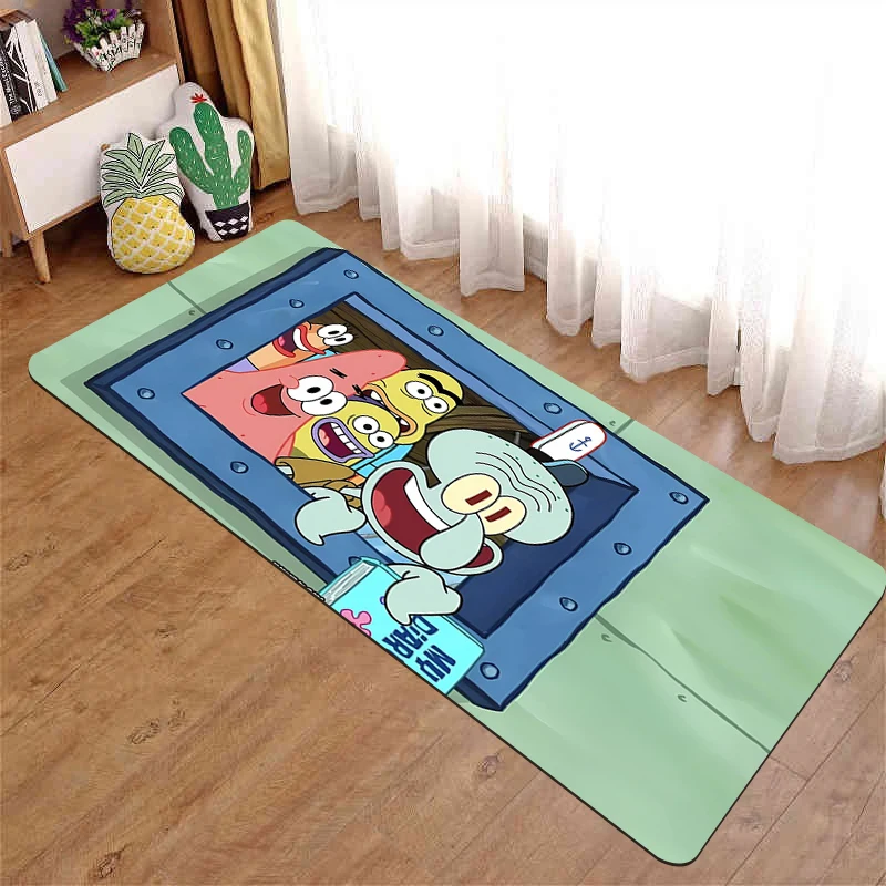 Cute SpongeBob SquarePants Bathroom Floor Mat Kawaii Cartoon Rugs Home Entrance Doormat Kitchen Room Carpet Prayer Rug Bath Mats