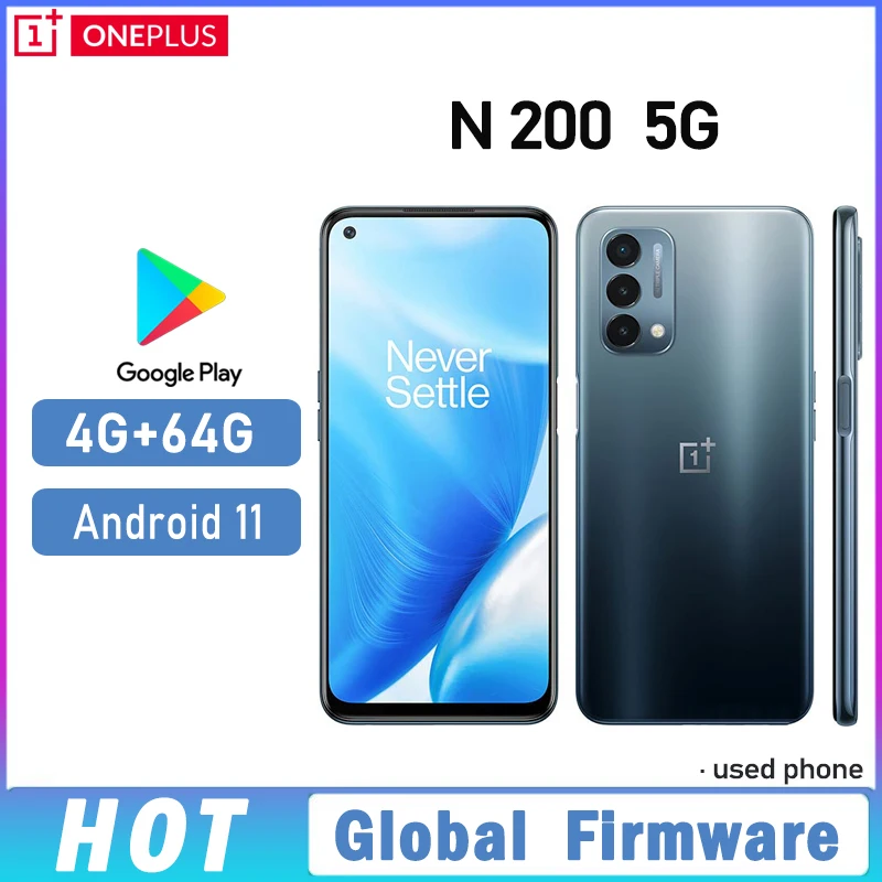 هاتف ذكي Oneplus Nord N200 5G البرامج الثابتة العالمية 6.49 بوصة سعة البطارية 5000 مللي أمبير في الساعة كوالكوم سنابدراجون 480 13 ميجابكسل هاتف مستعمل
