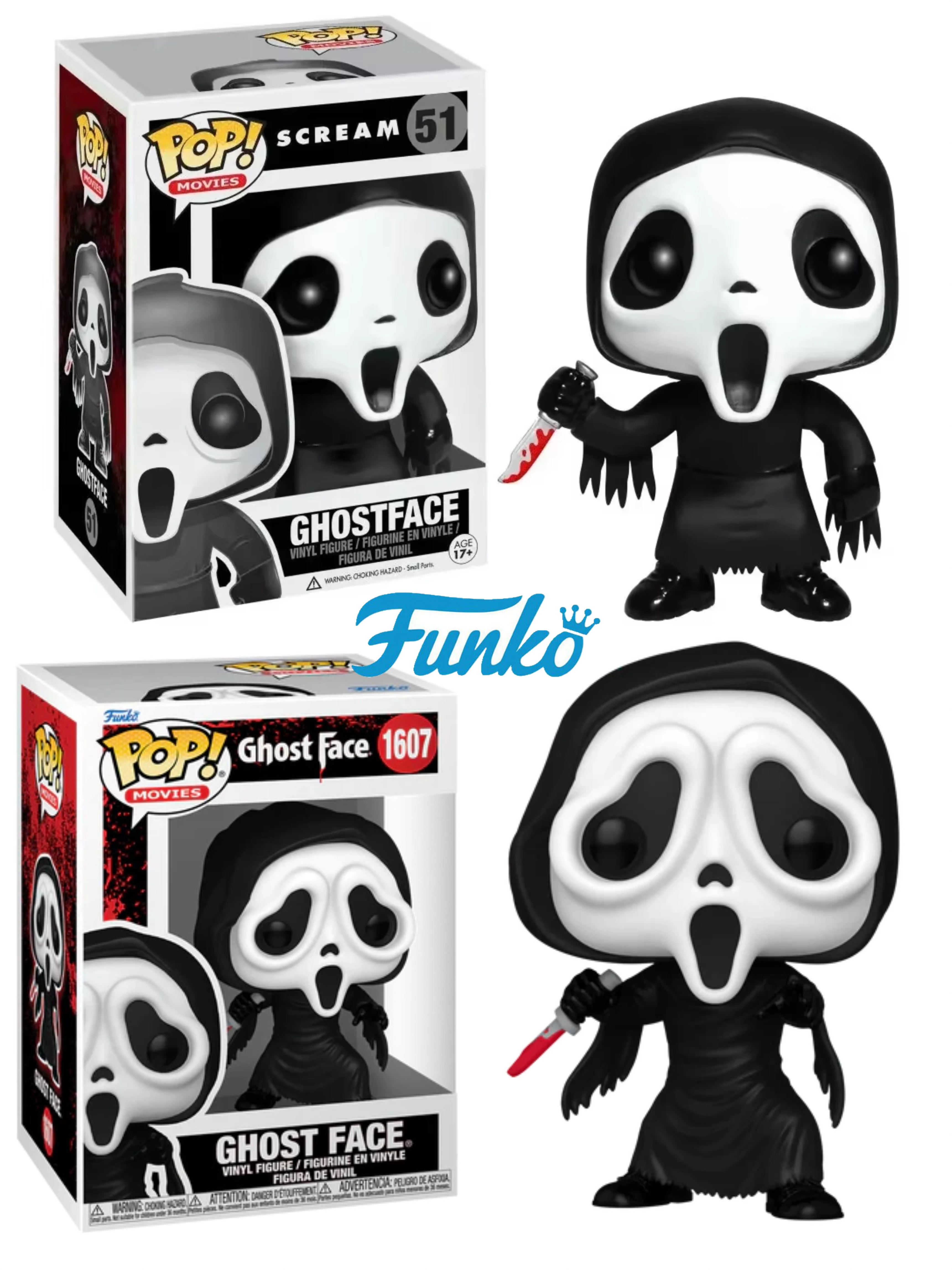 Nuevo Funko POP MOVIES Ghostface 51 #   Edición Limitada 1607 #   Figuras de Acción, Modelo de Anime, Colección de Figuras de Vinilo, Juguetes para Niños