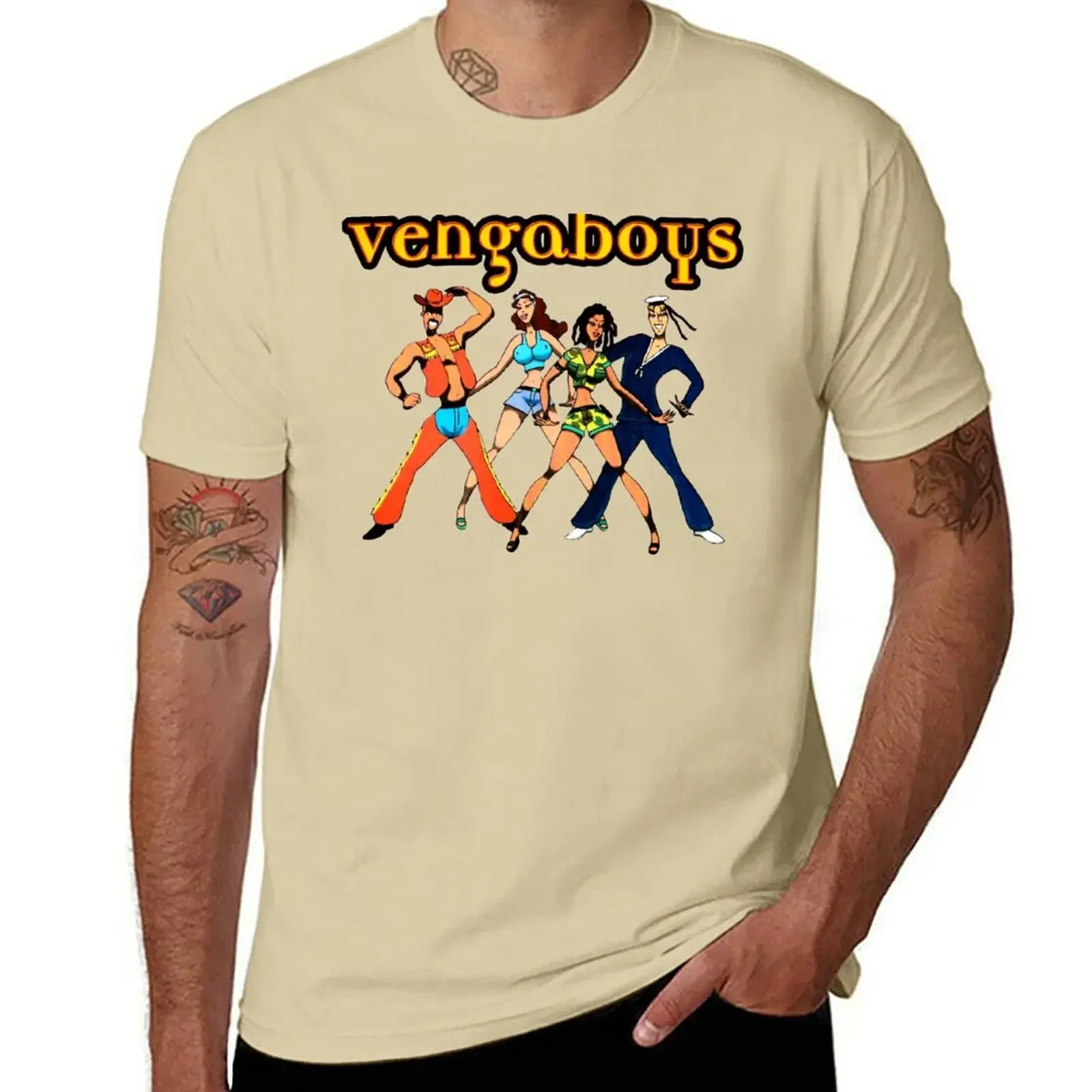 Vengaboys Fan-Camiseta gráfica masculina, em branco, extragrande, gola redonda, grande e alta, nova edição, moda verão