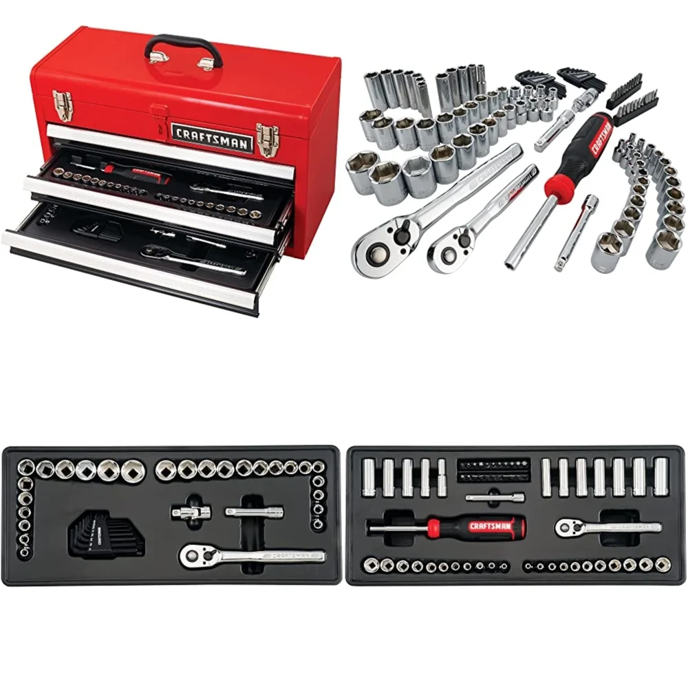 

Hand Tool Sets104 Piece Mechanic Tool Set with Durable Case for Auto Repair and Maintenance Essential Hand Tools Kit for DIY