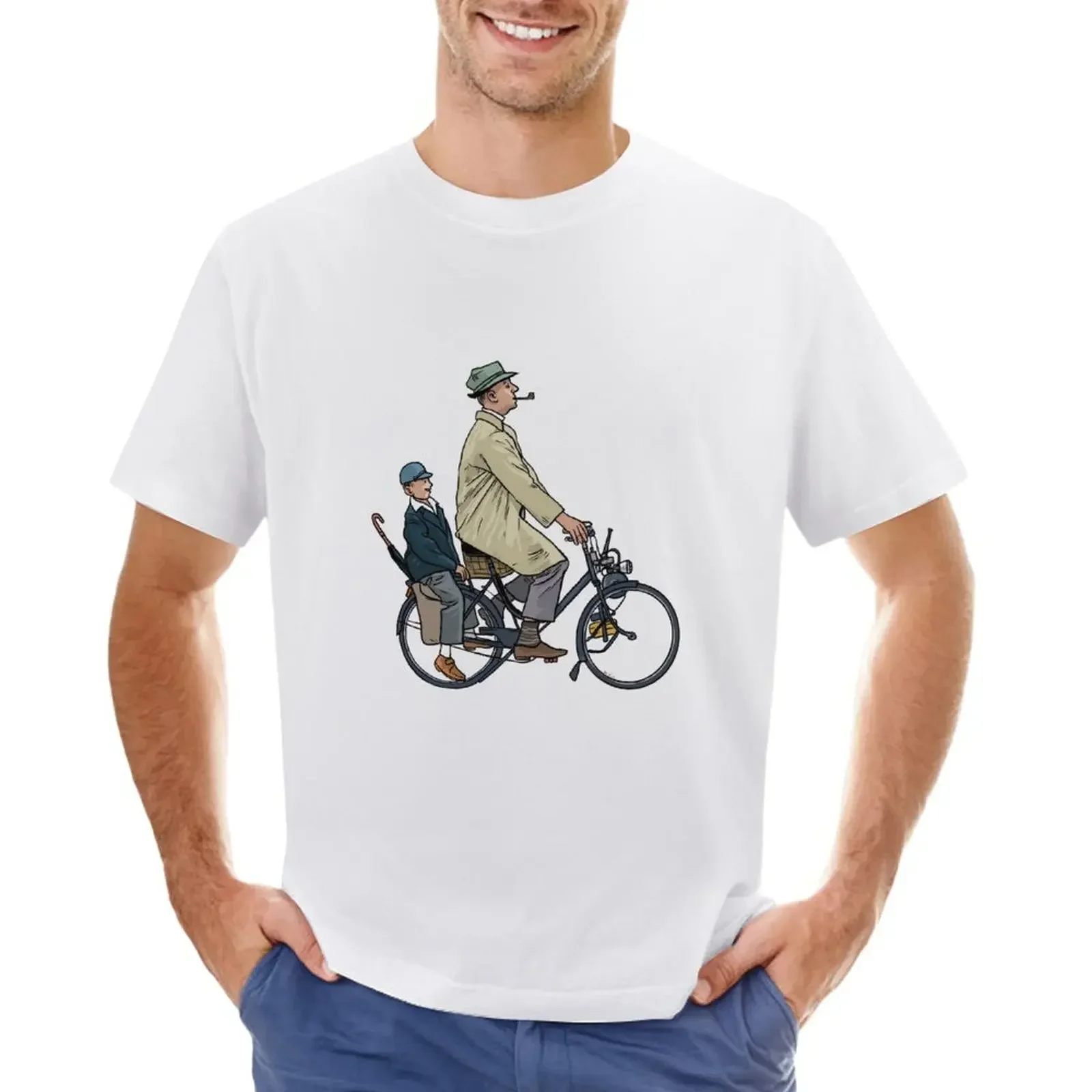 Sweat Vintage T Shirts for Men Cotton Mens Summer Tops Hattori Classic Jacques Tati - Mon Oncle - Monsieur Hulot T-Shirt Style