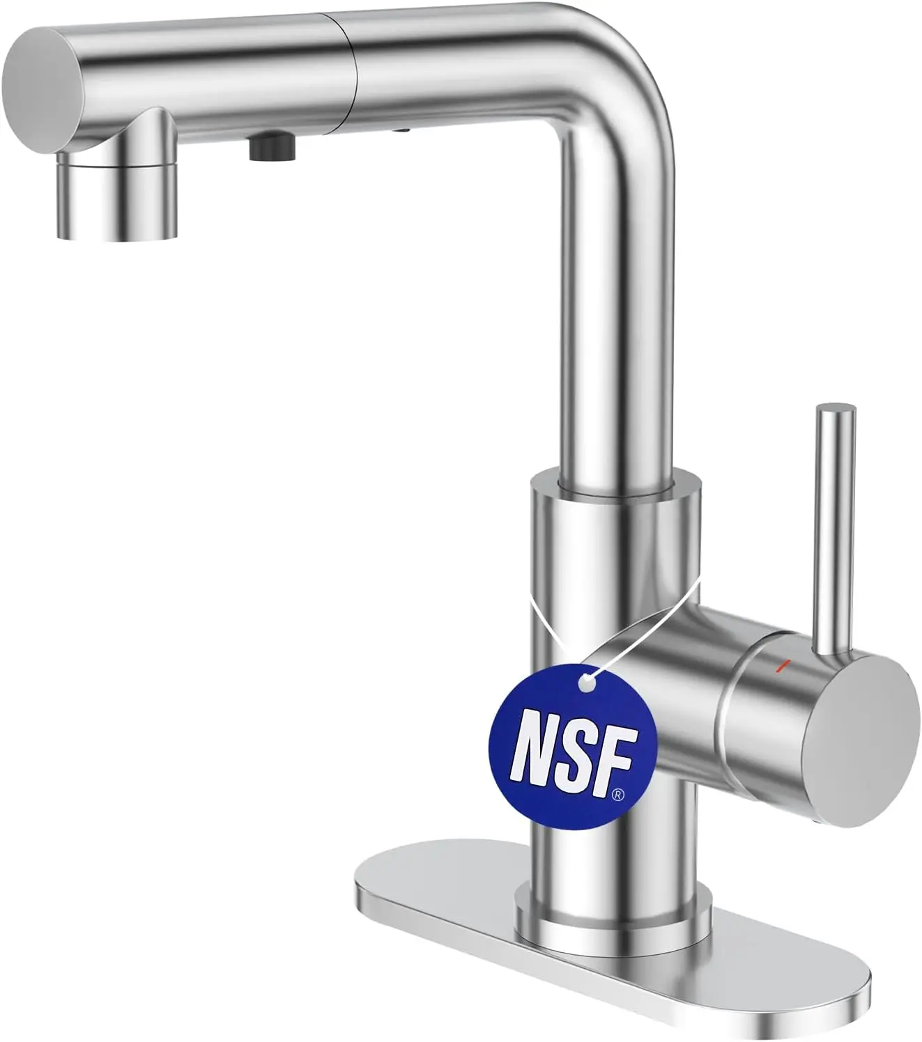 

Bathroom Faucet with Pull Out Sprayer,Bar Sink Faucets Single Hole 1 Handle,Chrome Stailess Steel for Outdoor RV Pre Utilit