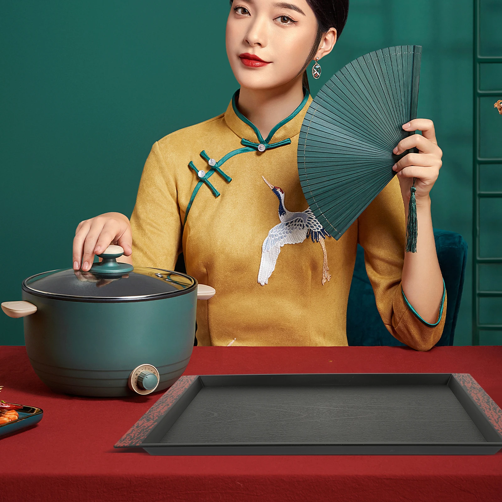 

Non-Slip Japanese Style Rectangular Serving Tray For Restaurant Home Decorative Tray Food Storage Plate Fruit Bread Serving Dish