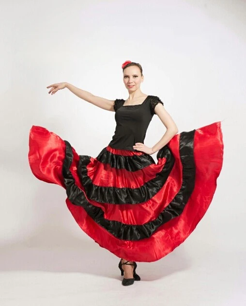 Gonna Da Ballo Flamenco Sfumata - Per Danza Del Ventre, Folclore Spagnolo E Messicano - Vita Regolabile