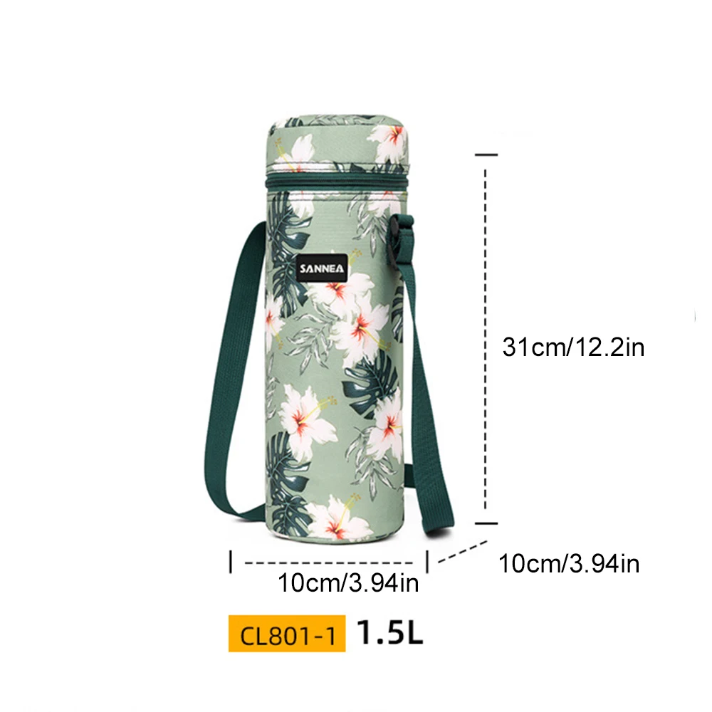 Green printed pattern lunch bag, insulated bag, lunch bag with multiple capacities
