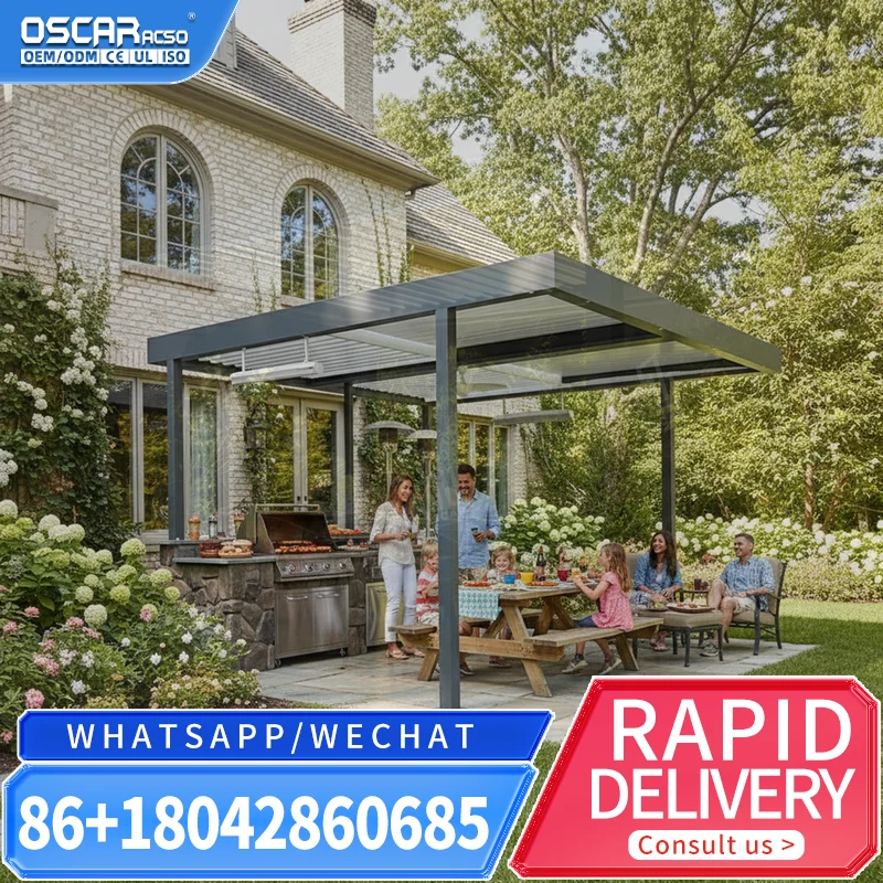 Outdoor Bioclimatic Waterproof UV Block Motorized Louvered Aluminum Pergola for Garden Patio Backyard pergola