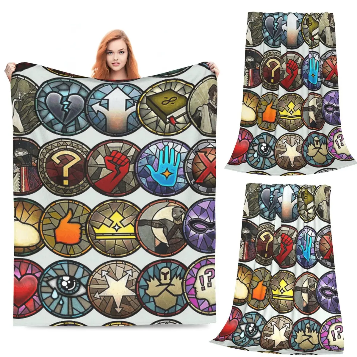Dragon Age Inquisition Dialogue roue icônes Dragon Age autocollants couvertures polaire canapé jeter couverture pour literie lances couvre-lit
