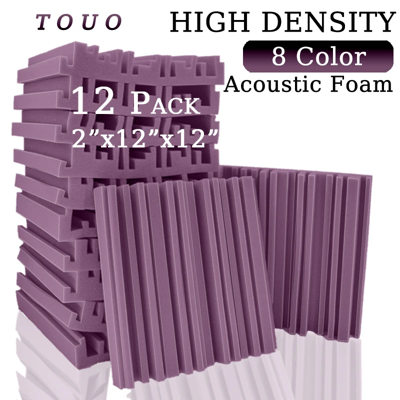 

TOUO 12 Pcs Broadband Acoustic Foam Studio Sound Absorber High Density Soundproofing Sound Absorbing Material Home Accessories