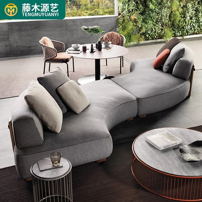 Outdoor Sofa Courtyard Teak , Hotel Designer Garden, Nordic-Style Homestay Manor Outdoor Sofa Set