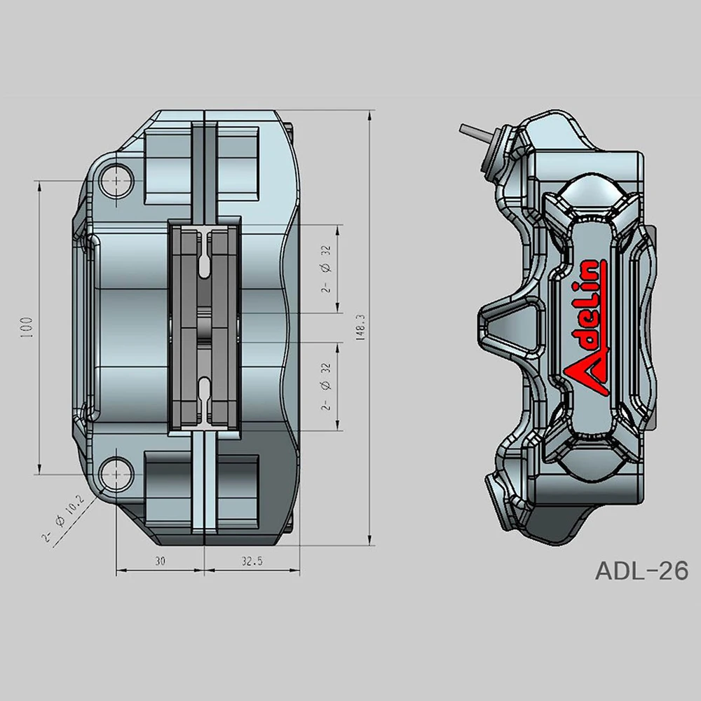 ADELIN Motorcycle universal Upgraded racing 4 piston ADL-26 Brake calipers CNC rear brake Gp4 RX Radial Brake Caliper 100mm - Image 2