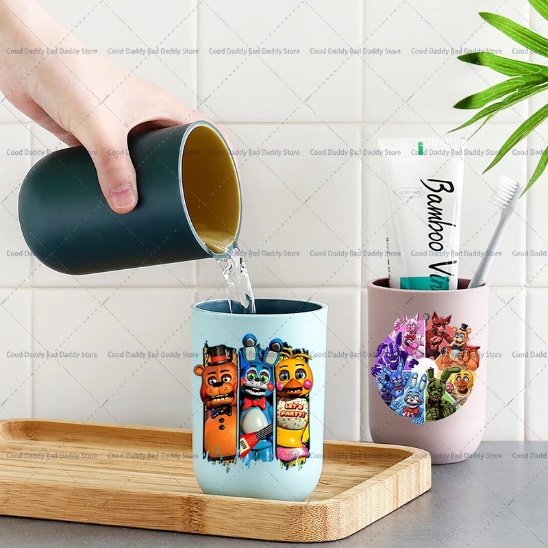 FNAF Print Bathroom Tumblers for Men Women Simple Water Cups Five Nights At Freddy Kids Toothbrush Cup Bathroom Products Gift