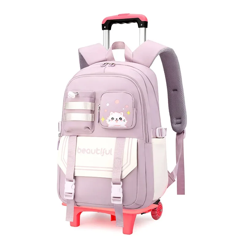 Korean Rolling Backpacks for Girls School Wheeled Backpack for Girls Luggage Backpack on Wheels for Kids Trolley School Bags